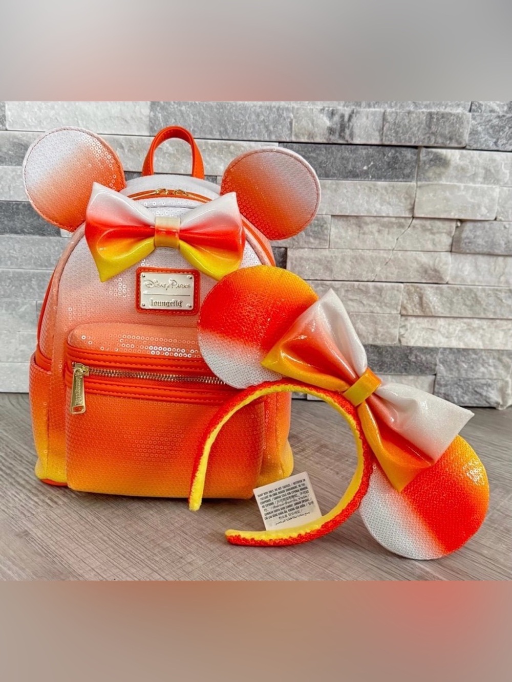 Disney Parks Exclusive 2024 Halloween Candy Corn Loungefly w/ Mouse Ears